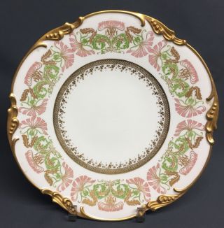 Antique Jean Pouyat Limoges 9 3/4 " Luncheon Cabinet Plate Hand Decorated 1910s