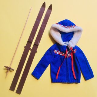 1963 Vintage Barbie Ski Queen 948 Tagged Coat Skiis & Pole Nicest Hooded Parka