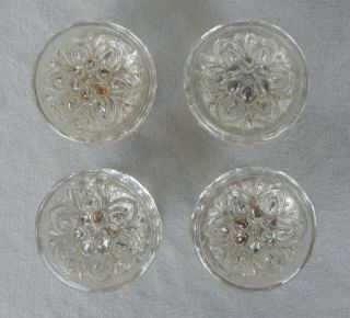 4 BOSTON & SANDWICH CLEAR FLINT LACY GLASS DRAWER PULLS FURNITURE KNOBS ANTIQUE 3