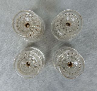 4 BOSTON & SANDWICH CLEAR FLINT LACY GLASS DRAWER PULLS FURNITURE KNOBS ANTIQUE 5