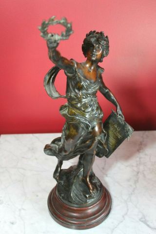 Bronze Spelter Maiden Figure Livre Dor L A Moreau French Sculpture Late 19th C