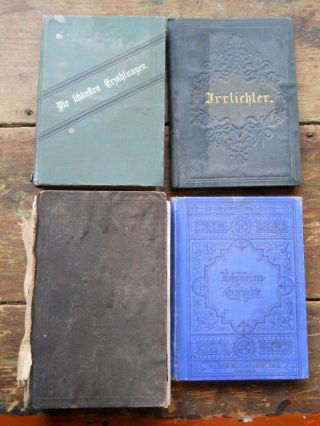4 Antique German Books 1846 - 1883 Pre / Post Civil War Religious ?? Hard Covers