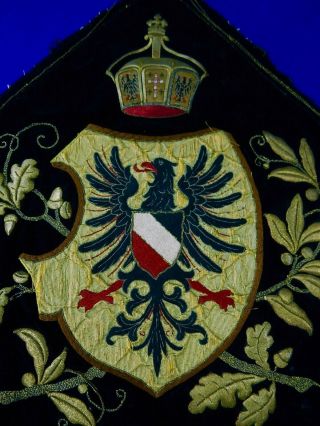 Antique Imperial German Germany WW1 Ebroidered Flag Banner Eagle Crown 3