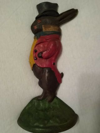 Antique Rabbit with Top Hat Cast iron Doorstop 4