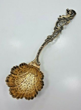 Antique Sterling Silver Ornate Pierced Bowl Serving Spoon/ladle