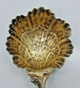 Antique Sterling Silver Ornate Pierced Bowl Serving Spoon/Ladle 3