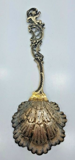 Antique Sterling Silver Ornate Pierced Bowl Serving Spoon/Ladle 5