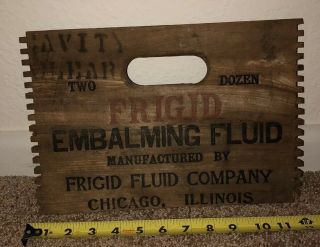 Vintage Antique Frigid Embalming Fluid Wood Crate Box End Panel