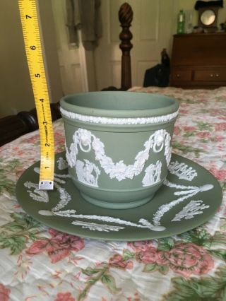 9 " Plate And 4 1/2 " Bowl Antique Green Wedgwood Jasper Ware