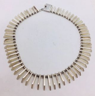 Antique Art Deco Mexican Sterling Silver Geometric Needle Necklace