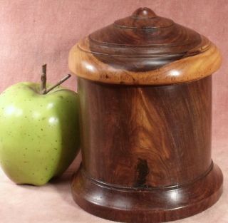 Antique C1820 Georgian Lignum Vitae String Box Screw Lid Pot Wood