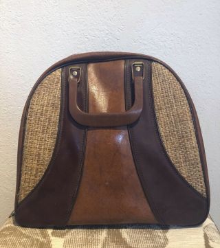 Vintage Brown Leather Bowling Ball Bag