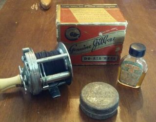 Vintage J.  A.  Coxe Do - All Fishing Reel/pflueger Reel Oil/pflueger Hande Pak Tin