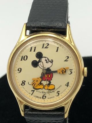 Vintage Lorus Disney Watch Mickey Mouse Gold Tone Men’s Midsize