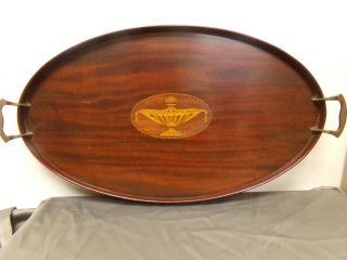 Antique Manning Bowman & Co.  Mahogany Tray With Inlay