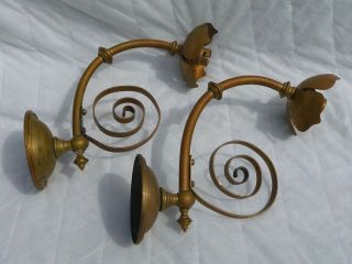 Antique Pair 1920s Brass Wall Lights Old Gas Lights Project 4 Leaf Clover