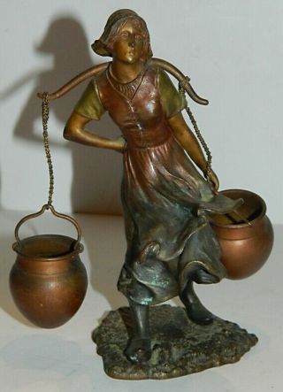 Franz Bergman Vienna Bronze Figurine - Dutch Milk Maid W/ Yoke