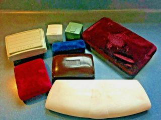 8 Antique And Vintage Ring / Jewelry Boxes Display Velvet Leather Cases