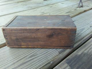 Primitive Wooden Box Sliding Lid Advertising Trimo Pipe Wrench Roxbury,  Mass