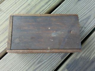 Primitive Wooden Box sliding Lid Advertising Trimo Pipe Wrench Roxbury,  Mass 2