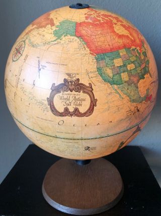 Scan - Globe 12” Lighted World Antique Globe Made In Denmark Readers Digest