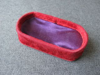 Antique Victorian Purple Silk Interior Red Velvet Miniature Jewelry Holder Tray