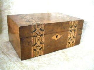 Antique Victorian Inlaid Walnut Wooden Box Needs Some Work