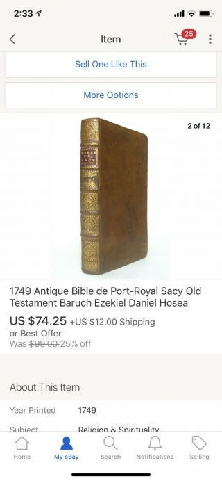 1749 Antique Bible De Port - Royal Sacy Old Testament Baruch Ezekiel Daniel Hosea