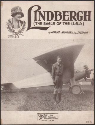 1927 Aviation Theme Charles Lindbergh Eagle Of The U.  S.  A.  Vintage Sheet Music