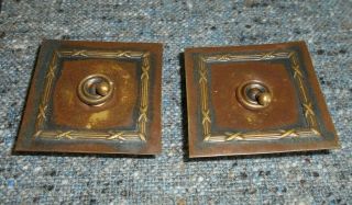 Antique Square Brass 2 Way Light Switches 3 Inch Square Flush Fit