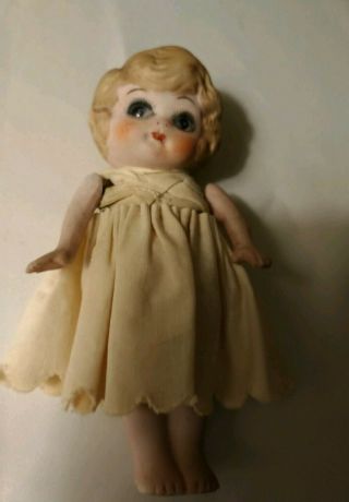 Vintage Porcelain Kewpie Baby Doll Made In Japan 5 1/2 " Dress/petticoat