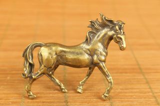 Asian Old Brass Hand Carving Horse Figure Statue Table Home Decoration Gift