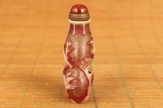 vintage Chinese Old Glaze Hand Carving crane figure Statue snuff bottle gift 3