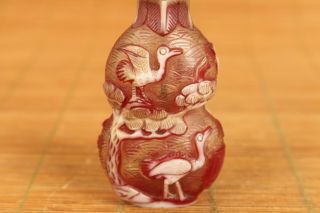 vintage Chinese Old Glaze Hand Carving crane figure Statue snuff bottle gift 5