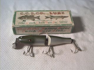 Vintage Old Wood Fishing Lure Creek Chub Jointed Pikie Silver Shiner W/ Box Ge