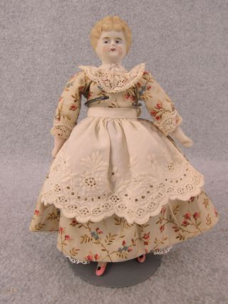 7 " Antique German Parian Shoulder Head Doll Dollhouse Size Doll
