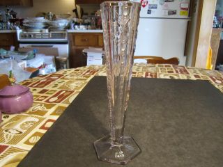 Antique 10 " Tall Cut Glass Round & 6 Sided Cut Glass Vase