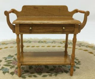 Vintage Dollhouse Miniature Light Wood Dining Tea Cart Table Furniture
