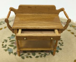 Vintage Dollhouse Miniature Light Wood Dining Tea Cart Table Furniture 3