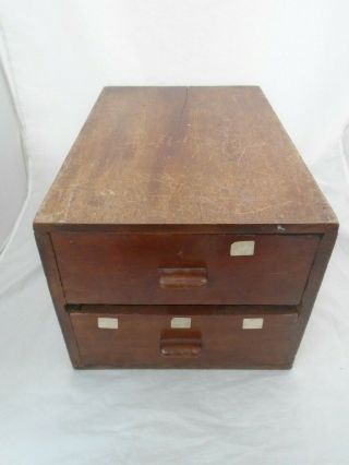 Vintage Antique Wooden 2 Drawer Stunning 18 Inches Long 10 Inch Height Fossil