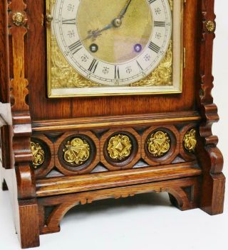 Antique Lenzkirch 1/4 Striking Carved Oak 8 Day Ting Tang Musical Bracket Clock 7