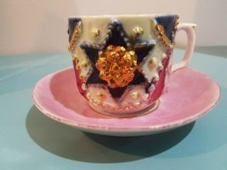 Vintage Espresso Coffee Cup And Saucer Demitasse Jeweled Germany