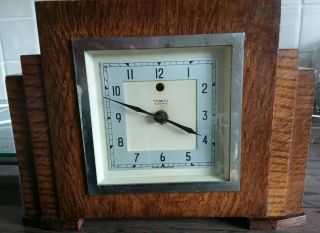 Vintage Wooden Temco Electric Mantle Clock By Telephone Mfg Co Ltd England