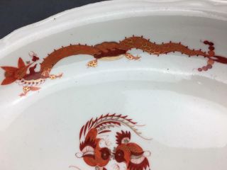 AntQ Meissen Hand Painted Red Ming Dragon Love Birds 22K Gilt Vegetable Bowl 5