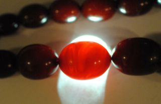 Cherry Amber Bakelite Faturan Beads Graduated Necklace 50g Antique Deco Prayer