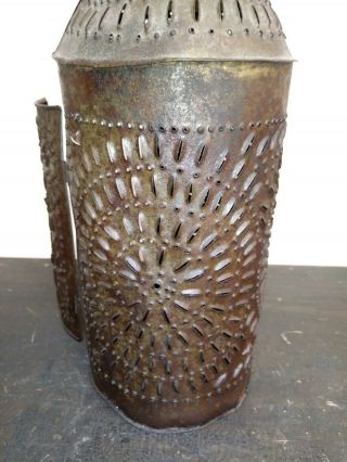 19th Century Punched Pierced Tin Candle Lantern Paul Revere Lantern 5