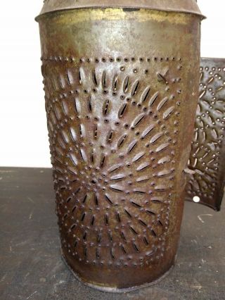 19th Century Punched Pierced Tin Candle Lantern Paul Revere Lantern 6