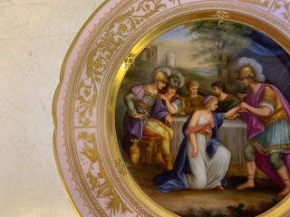 Antique Royal Vienna Beehive Mark Porcelain Plate Woman Kneeling Before Man 3