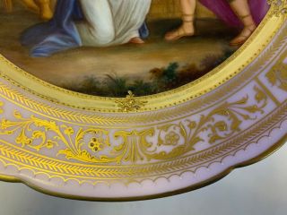 Antique Royal Vienna Beehive Mark Porcelain Plate Woman Kneeling Before Man 8