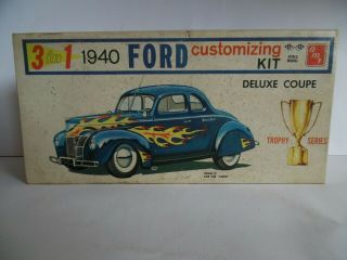 Vintage 1960 Amt 3 In 1 1940 Ford Deluxe Coupe Model Car Kit 140